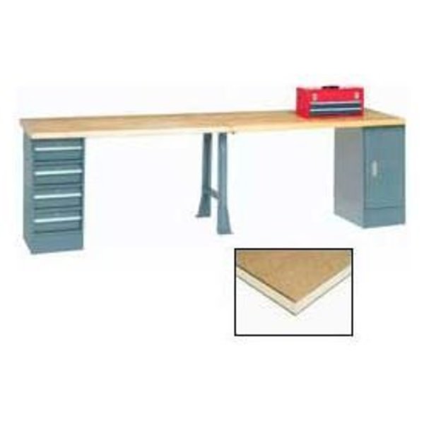 Global Equipment 96"W x 30"D Extra Long Production Workbench - Shop Top Square Edge - Gray 318923